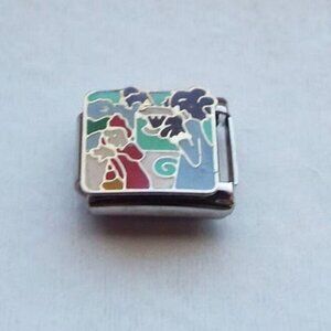 Red Riding Hood wolf growling enamel 9mm stainless steel italian charm link new